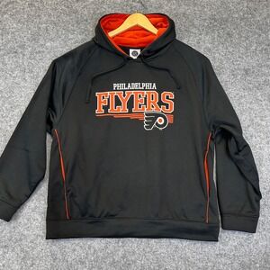 NHL Philadelphia Flyers Hoodie Men L Black Orange Pullover Sweatshirt Hockey